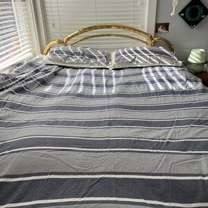 Pottery Barn Teen Navy and White Striped 2 pillow covers only